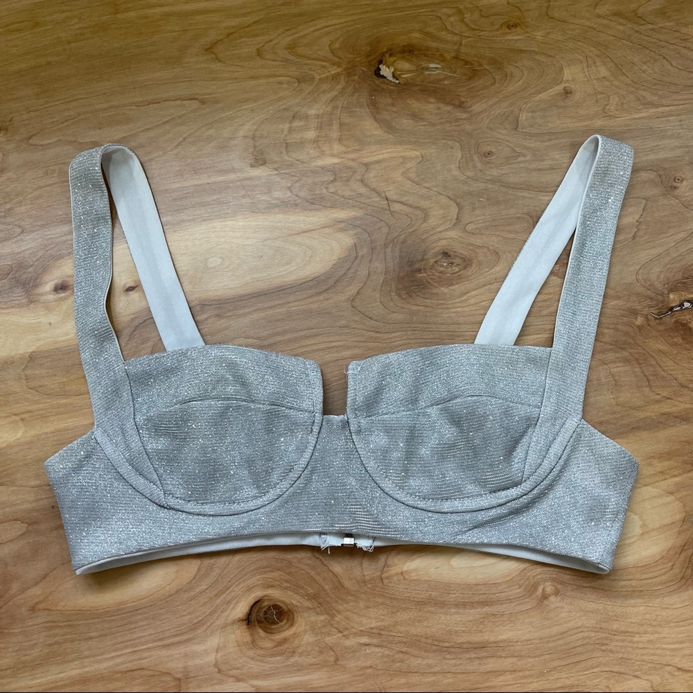Princess Polly Sparkly Silver Bra Top
